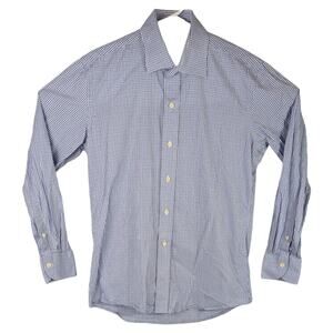 Ledbury Blue Gray Gingham Check Button Up Shirt Preppy Mens Large